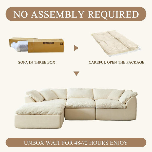 109" Modular Sectional Sofa, Cloud Comfy Chenille Couch with Deep Seats (Beige)6