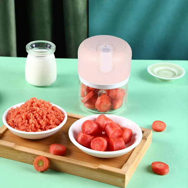 Mini Food Processor Garlic Chopper, 3 Blades Electric Veggie Vegetable Chopper, Garlic Slicer Chopper Vegetable Cutter Meat Garlic Mincer, 250Ml Portable Small USB Chopper for Chili Onion Fruit Meat2