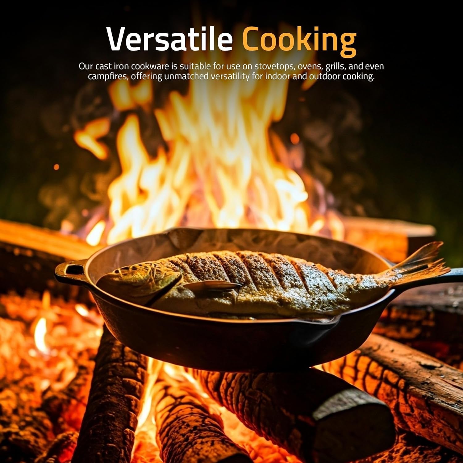 cast-iron-skillet-12-inch-pre-seasoned-pfas-free-black-chef-pan-even-heat-distribution-stovetop-oven-campfire-and-grill-safe-large-skillet-indoor-outdoor-use