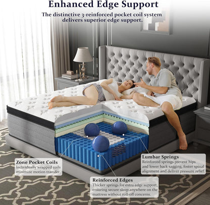 King Mattress 16 Inch, Luxury Hotel Hybrid Mattress King Size Bed in a Box5
