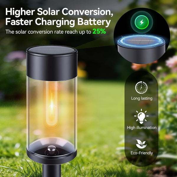LED Solar Pathway Lights Outdoor with Metal, 8 Pack Waterproof Solar Powered Yard Lighting, Auto On/Off Solar Walkway Light for Garden Lawn Path outside (8, White)3