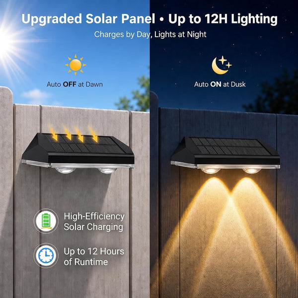 Solar Fence Lights Outdoor, Warm White & RGB Combo 8 Modes Color Changing Fence Lights Solar Powered for Outside, LED IP65 Waterproof Solar Patio Light for Step, Pathway, Garden, Deck, Stairs - 8 Pack4