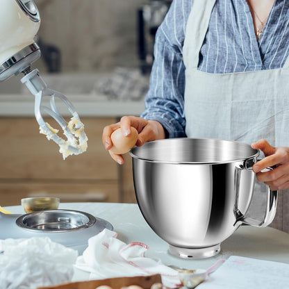 5 Quart Stainless Steel Mixing Bowl with Handle, Compatible with Kitchenaid Tilt-Head Stand Mixers 4.5–5 Qt, Durable Food-Grade Metal Bowl for Baking & Cooking7