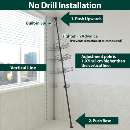 Shower Caddy Tension Pole, 4-Tier Heavy Duty Corner Organizer, 39-125 Inch7