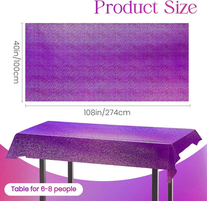 Sparkling Holographic Laser Tablecloth - Shimmering, Waterproof, Easy to Clean - Ideal for Bachelorette, Birthday, Wedding, and Anniversary Party Decorations (Purple, 1)2