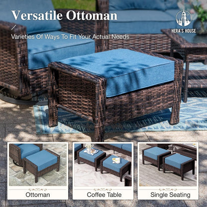 6-Piece Patio Furniture Set with High Back Chairs, Blue6
