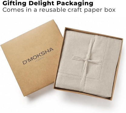 Signature Linen™ by D'Moksha, Light Natural Tablecloth, Rectangle Tablecloth 60 X 90 Inch, 100% Pure Linen, Hemstitch, Machine Washable Table Cloth for Dining- Fall, Weddings, Outdoor Hosting4