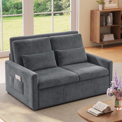77.2'' Extended Pull Out Sofa Bed, 3-In-1 Sleeper Couch, Dark Gray8