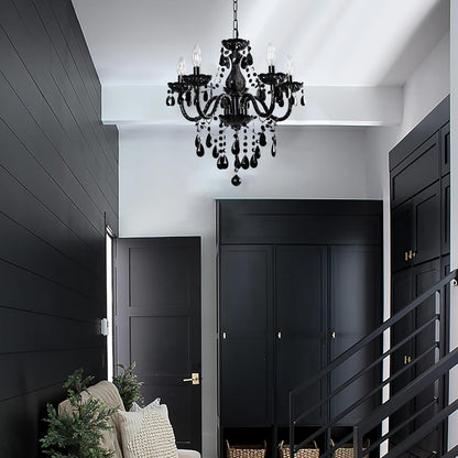 Black Modern 5-Light Crystal Chandelier Acrylic Hanging Pendant Light3