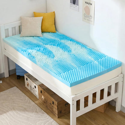 2 Inch Memory Foam Mattress Topper Twin XL, Twin Extra Long Mattress Pads for College Dorm Single Bed, Pressure Relieve Certipur-Us Certified, 39X80 Inches, Blue1