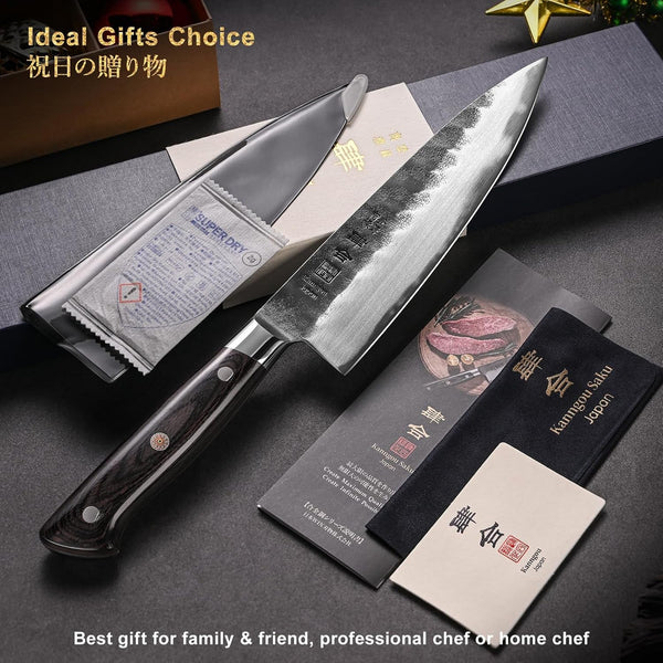 8 Inch Chef Knife, Japanese Chefs Knife Black Forged Kitchen Knife with AUS-8 Alloy Steel and Full Tang Pakkawood Handle, Christmas Gift with Premium Box7