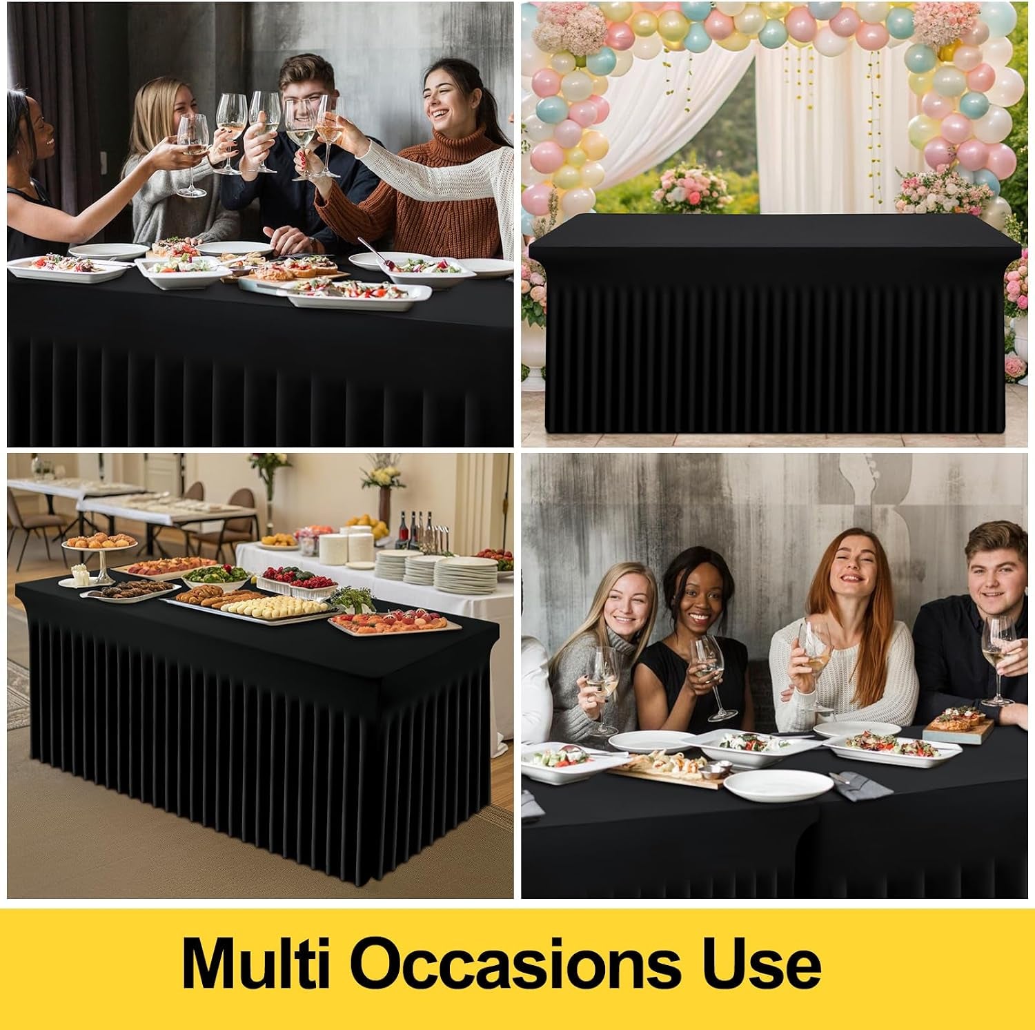 spandex-elastic-fitted-table-cloth-skirt-for-6ft-rectangle-table-stretch-washable-table-cloth-banquet-table-cover-for-wedding-party-indoor-trade-shows-black-72lx30wx30h