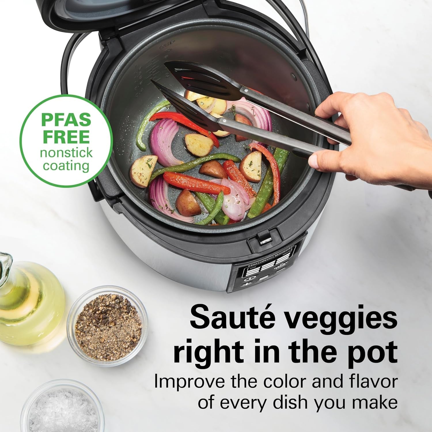 stay-or-go-20-cup-portable-multi-cooker-with-lid-latch-rice-cooker-slow-cooker-food-steamer-easy-digital-controls-pfas-free-nonstick-pot-glass-lid-black-stainless-steel