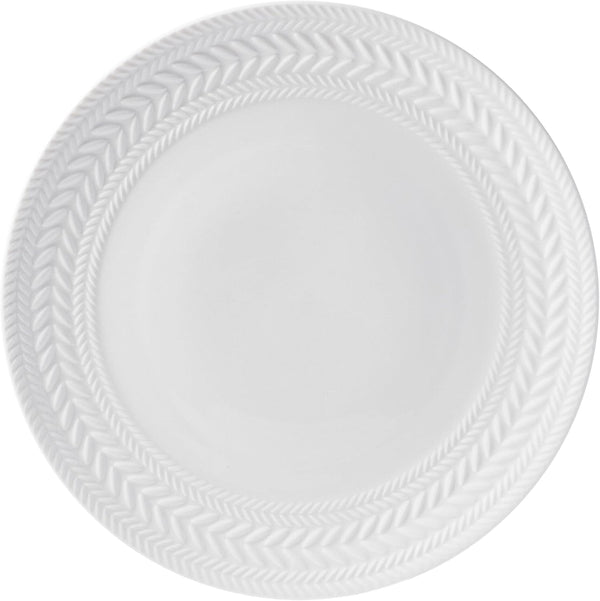 Josephine 24-Piece Dinnerware Set, Porcelain Dish Set with Embossed Basket Weave Design, Service for 8, White Plates and Bowls Sets, Microwave and Dishwasher Safe8