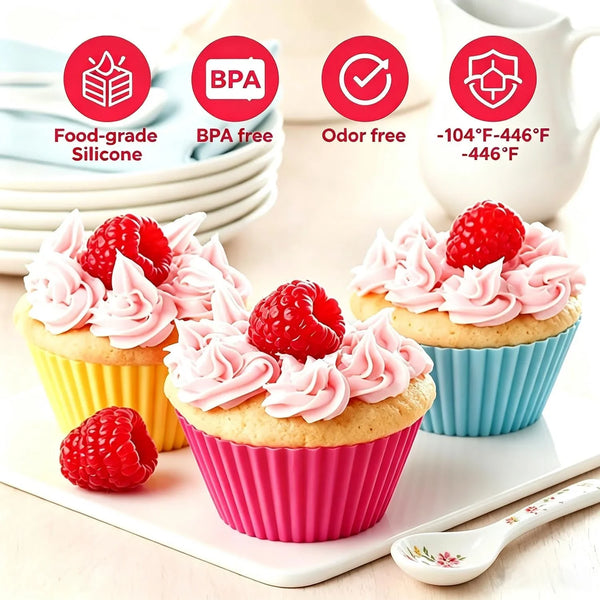 36 Pack Silicone Cupcake Liners Muffin Baking Cups Liners Reusable Non-Stick Cake Molds Sets Lunch Bento Box Dividers Accessories4