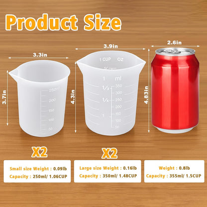 Silicone Cups for Melting Chocolate, 4PCS Silicone Measuring Cups with 250 & 350Ml Capacity, Reusable Baking Supplies for DIY Chocolate Molds7