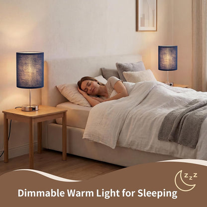 Set of 2 Touch-Controlled Desk Lamps, Compatible with Type C and USB a Ports, with Three Adjustable Brightness Levels for Bedside Lamps, Including Two Bulbs6