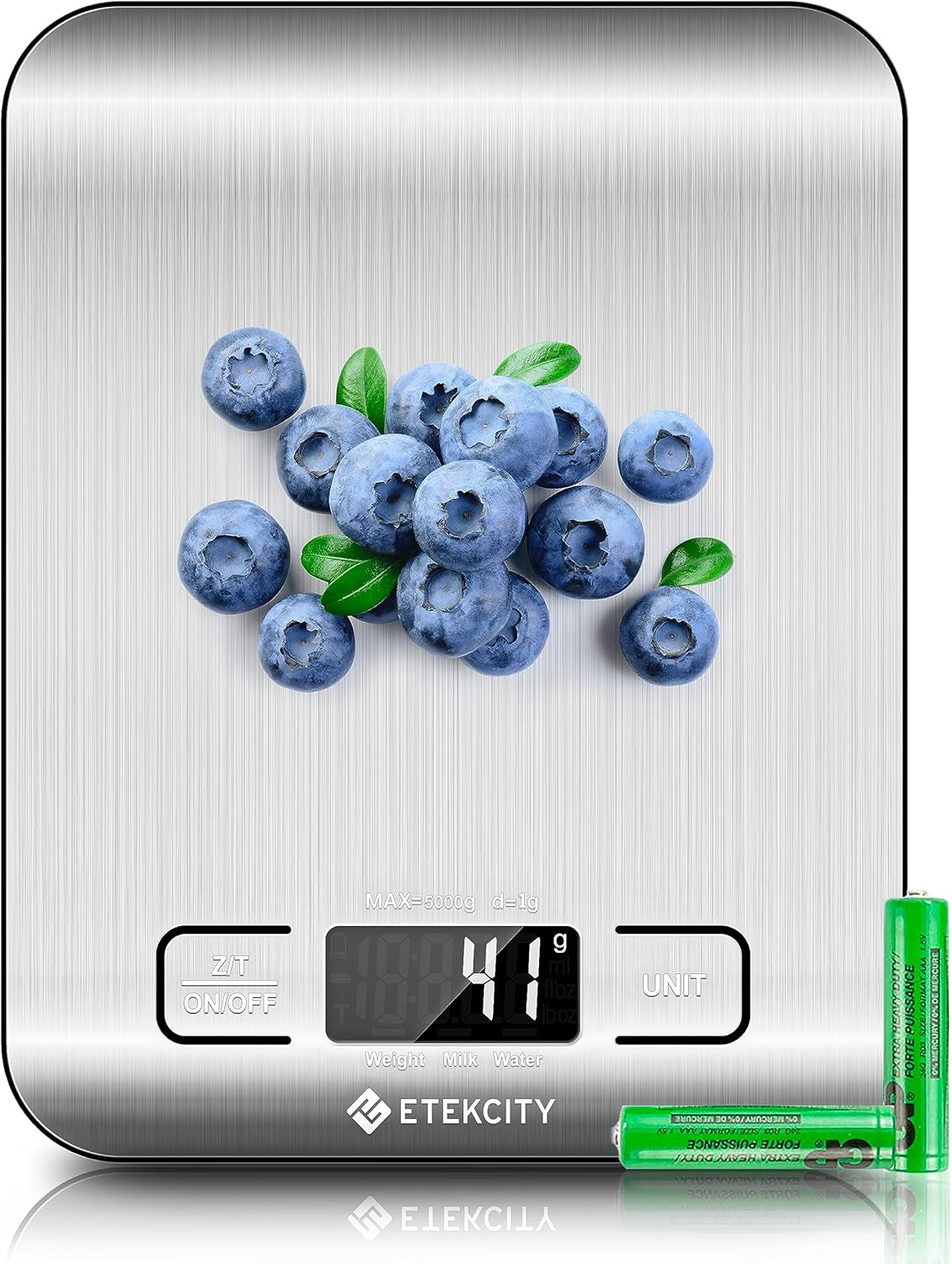 food-kitchen-scale-digital-grams-and-ounces-11lb-tare-function-ideal-for-baking-weight-loss-keto-meal-prep-packages-liquids-and-jewelry-304-stainless-steel