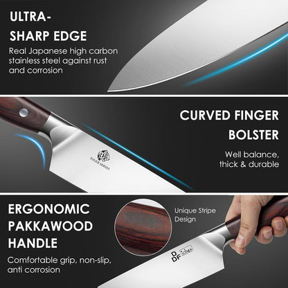 16-Piece Kitchen Knife Set, High-Carbon Stainless Steel, Pakkawood Handles | Ultra-Sharp Knife Block Set with Ergonomic Full-Tang Handles, Professional Knife Set with Block and Sharpener for Gifting3