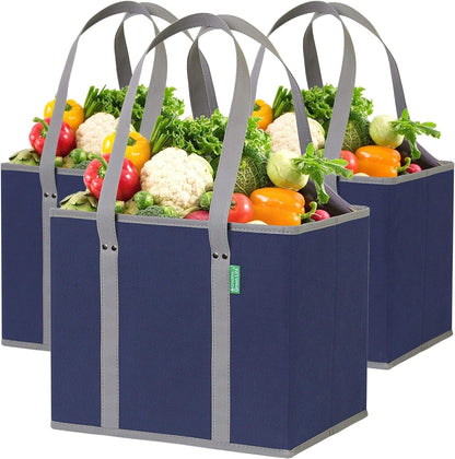 Reusable Grocery Bags (3 Pack) – Heavy Duty Shopping Bags, Blue1