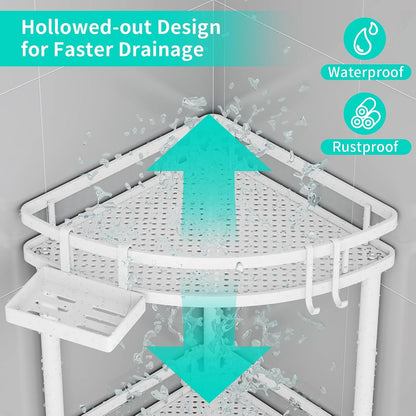 Standing Corner Shower Caddy - 3 Tier Large Capacity, White3