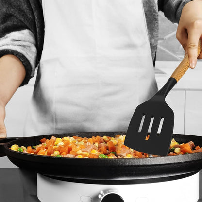 Silicone Cooking Utensils Kitchen Utensil Set - 446°F Heat Resistant Silicone Kitchen Utensils Set, Spatula,Turner Tongs, Spoon, Whisk,Kitchen Gadgets for Nonstick Cookware, BPA Free (Gray)9