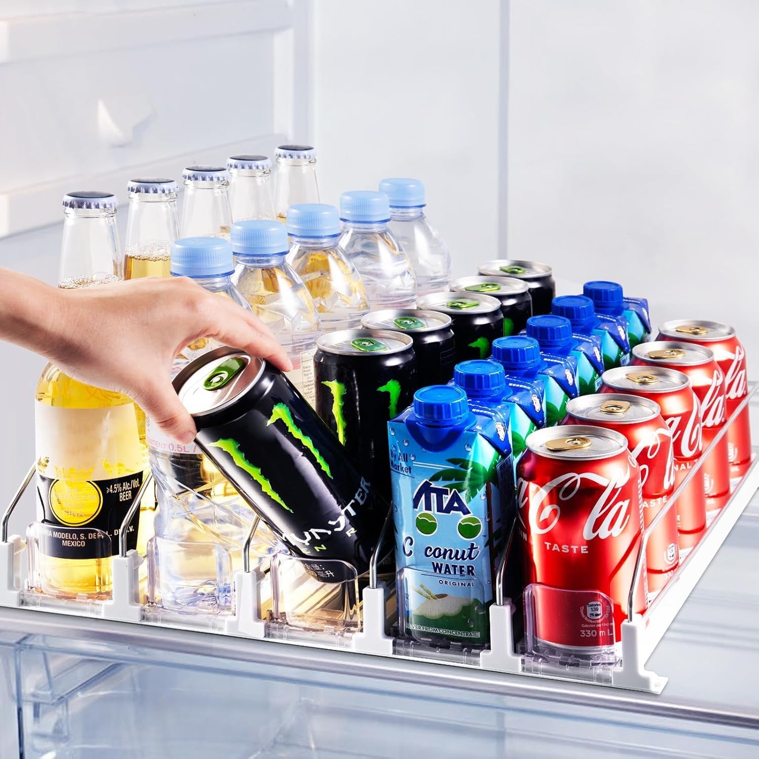 drink-organizer-for-fridge-soda-can-organizer-for-refrigerator-with-automatic-pusher-glide-adjustable-width-drink-dispenser-for-fridge-holds-up-to-25-cans-or-bottles-5-row