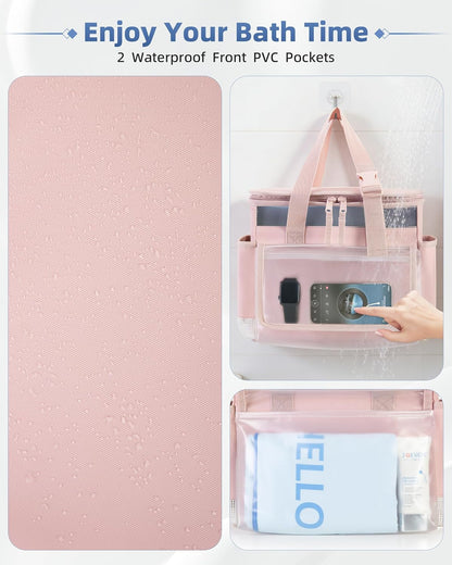 Hanging Shower Caddy Organizer Bag with Quick Dry Mesh, Pink3