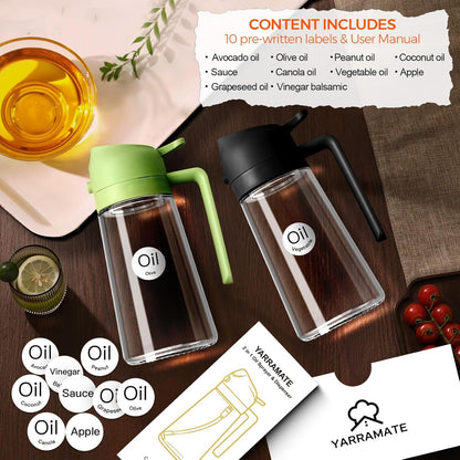 16 Oz 2-In-1 Glass Olive Oil Sprayer for Cooking, Black | Food-Grade Dispenser Bottle, 470 Ml, Spray and Pour, Portion Control, Stickers Included, for Salad, Frying and BBQ2