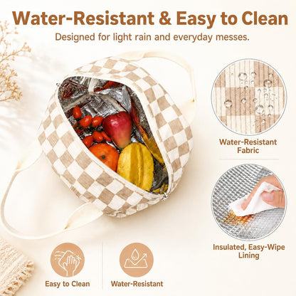 Lunch Bag for Women Men Cute Corduroy Lunch Tote Bags Reusable Insulated Lunch Box Large Capacity Reusable Insulated Cooler for Work Picnic or Travel2