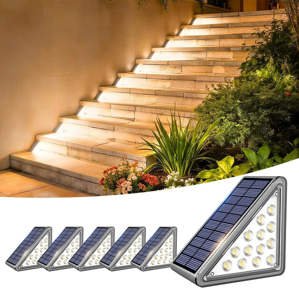 6 Pack Solar Step Lights Outdoor Waterproof, Solar Stair Lights,Gray1