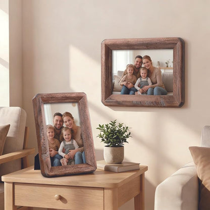 5X7 Wooden Picture Frame,Rustic Barn Wood with Clear Tempered Glass5