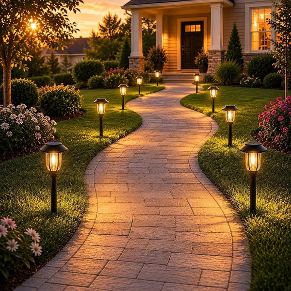Solar Lights Outdoor 12 Pack, Solar Pathway Lights Warm White, Waterproof Auto On/Off Solar Powered Garden Lights for Yard Landscape, Walkway, Path, Driveway Decor1