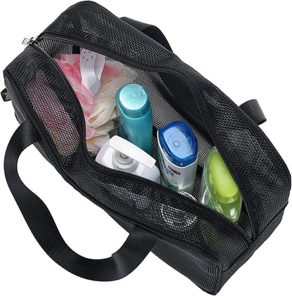Mesh Shower Caddy Portable Toiletry Tote Gym Bag for College Dorm Bathroom (Black Large)3