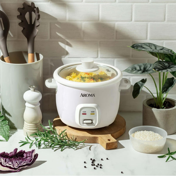 Housewares 4-Cups (Cooked) / 1Qt. Rice & Grain Cooker (ARC-302NG), White10