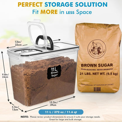 2 PC (11L | 372 Oz) Flour Sugar Storage Containers with Spout Lid & Easy Carry Handle - BPA Free Extra Large Airtight Food Storage Containers with Lids - Rice Canisters Sets for Kitchen & Pantry4