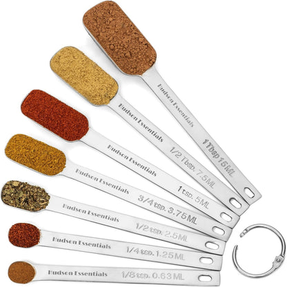 Stainless Steel Measuring Spoons Set for Dry or Liquid - Fits in Spice Jars - Set of 77