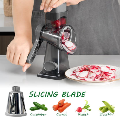 Cheese Grater Hand Crank Rotary Vegetables Shredder with Handle | 3-In-1 Graters, Interchangeable Blades, Non-Slip Base, Multifunctional Slicer5