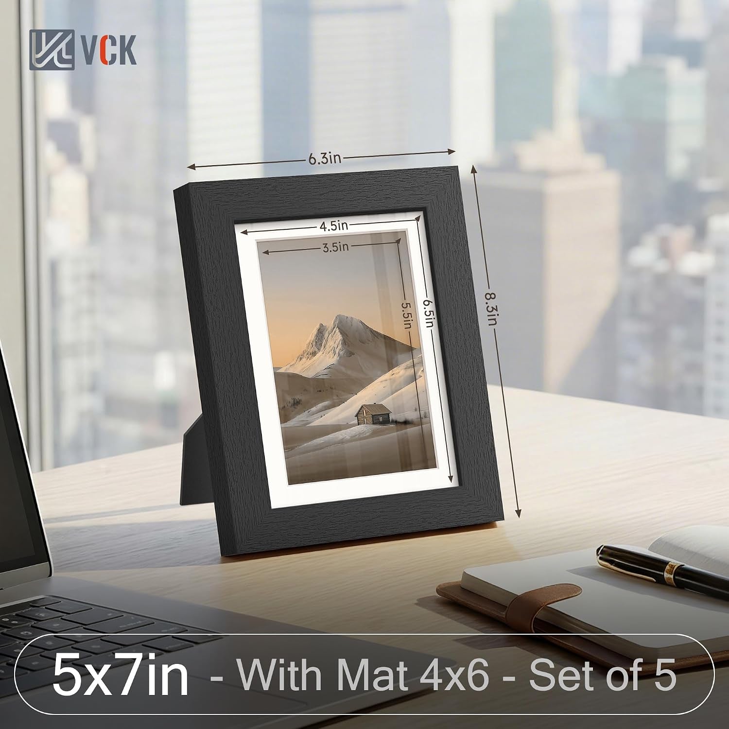 5x7-picture-frames-5-pack-black-wood-4x6-mat-glass-for-photo-print