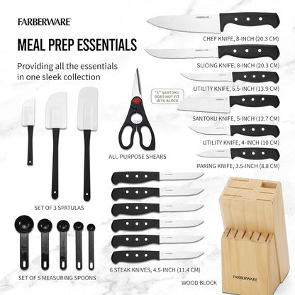 22-Piece Kitchen Knife Block Set, High Carbon Stainless Steel2