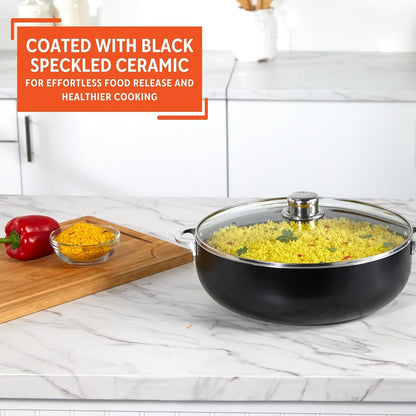 6.9 Qt Bistro Cera Aluminum Speckled Black Ceramic Caldero Oven Safe | for Family Meals and Traditional Cooking4