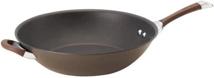 Symmetry Hard Anodized Nonstick Stir Fry / Wok Pan with Helper Handle - 14 Inch, Chocolate1