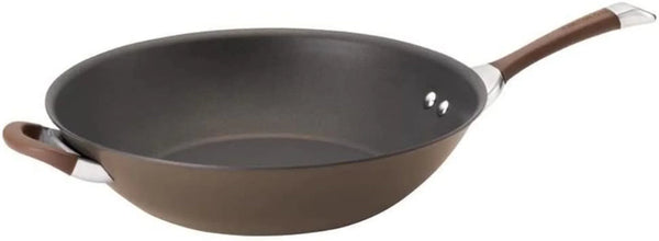 Symmetry Hard Anodized Nonstick Stir Fry / Wok Pan with Helper Handle - 14 Inch, Chocolate1