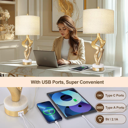 26” Table Lamp Set of 2 with USB Ports for Bedroom Living Room3