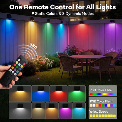 Solar Fence Lights Outdoor with Remote,12 Modes &12 PACK Solar Wall Lights3