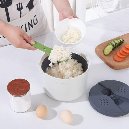 Microwave Rice Cooker, 2L Microwave Rice Steamer Pasta Cooker, Food Grade PP Microwave Rice Cooker, Strainer and Steamer Pot Set,4Pcs(Color:Green), 223510752