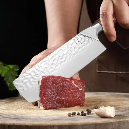 Meat Cleaver, 7 Inch Slicing Fish Meat Vegetables Boning Knives Stainless Steel Wood Handle Kitchen Knives7