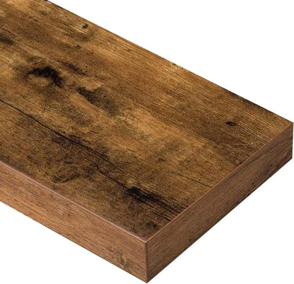 Bathroom Floating Shelves for Wall - 15.7" Wall Mounted Shelf over Toilet Farmhouse Home Decor Display Bookshelf Small 15.7 X 6.7 Inch Set of 2, Rustic Brown (008-40BN)7