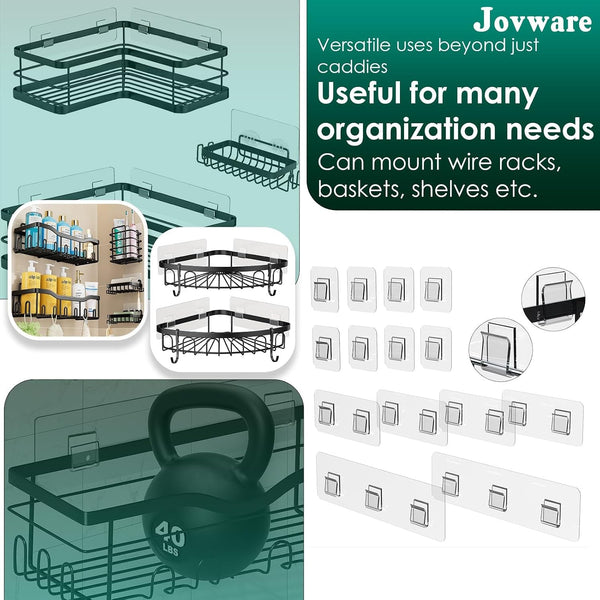 Shower Caddy Adhesive Replacement, Soap Holder, Sponge Holder and Kitchen Sink Rack (Transparent - 14 Packs)3