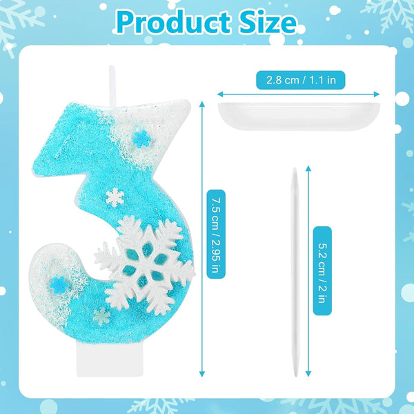 Frozen Birthday Candle Snowflake Number 3 Candle Cake Topper Cupcake Decor Frozen 3Rd Birthday Party Decorations Anniversary Celebrations Supplies Favors3